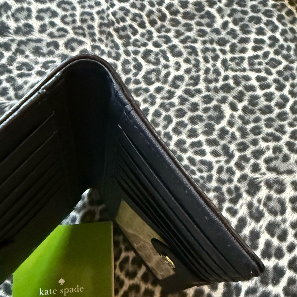 Kate Spade New York Stacy Grove Street Laether Blue Pacific Gingham Wallet - Picture 8 of 11